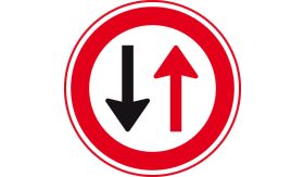 Aluminium DOR verkeersbord RVV F05 tegenligger heeft voorrang - levensduur 10 jaar - afmeting 800mm rond
