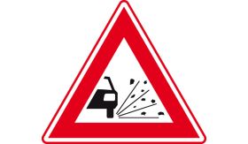 Aluminium DOR verkeersbord RVV J25 losliggende stenen - levensduur 10 jaar - afmeting 900mm driehoek