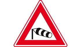 Aluminium DOR verkeersbord RVV J31 zijwind - levensduur 10 jaar - afmeting 900mm driehoek