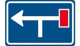 Aluminium DOR verkeersbord RVV L09-02plt vooraanduiding links doodlopende weg - levensduur 10 jaar - afmeting 600x400mm