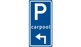 Aluminium DOR verkeersbord RVV BW203lh parkeren carpool links om de hoek - levensduur 10 jaar - afmeting 400x800mm