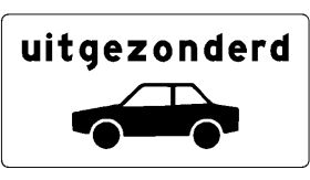 Aluminium DOR verkeersbord RVV OB59 uitgezonderd auto's - levensduur 10 jaar - afmeting 600x300mm