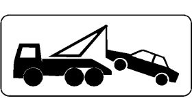 Aluminium DOR verkeersbord RVV OB303 wegsleepregeling van kracht - levensduur 10 jaar - afmeting 600x200mm
