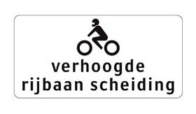 Aluminium DOR verkeersbord RVV OB313 verhoogde rijbaan scheiding - levensduur 10 jaar - afmeting 600x300mm