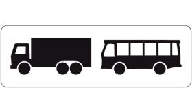 Aluminium DOR verkeersbord RVV OB13 geldt alleen voor vrachtauto's en bussen - levensduur 10 jaar - afmeting 800x270mm