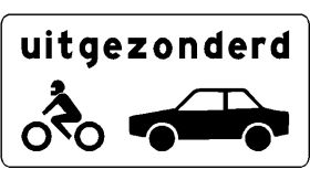 Aluminium DOR verkeersbord RVV OB57 uitgezonderd motoren en auto's - levensduur 10 jaar - afmeting 800x400mm