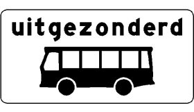 Aluminium DOR verkeersbord RVV OB62 uitgezonderd bussen - levensduur 10 jaar - afmeting 800x400mm