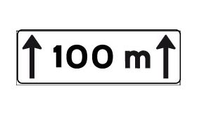 Aluminium DOR verkeersbord RVV OB411 afstandsaanduiding over een lengte van 500m - levensduur 10 jaar - afmeting 800x270mm