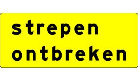 Aluminium DOR verkeersbord RVV OB603t werk in uitvoering strepen ontbreken - levensduur 10 jaar - afmeting 1000x400mm