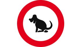 Aluminium ALUNI verkeersbord model 21 poepende hond - levensduur 20 jaar - afmeting 400mm rond
