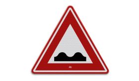 Aluminium ALUNI verkeersbord RVV J01 slecht wegdek - levensduur 20 jaar - afmeting 700mm driehoek