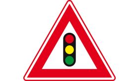 Aluminium ALUNI verkeersbord RVV J32 verkeerslichten - levensduur 20 jaar - afmeting 900mm driehoek