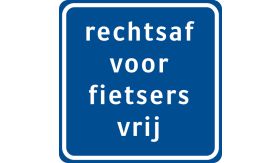 Aluminium ALUNI verkeersbord RVV VR06 rechtsaf voor fietsers vrij - levensduur 20 jaar - afmeting 400x400mm