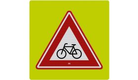 Aluminium ALUNI verkeersbord RVV J24f fluor rand fietsers en bromfietsers - levensduur 20 jaar - afmeting 800x800mm