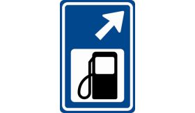 Aluminium ALUNI verkeersbord RVV BW101rbSp10 routebord tankstation rechts aanhouden - levensduur 20 jaar - afmeting 400x600mm