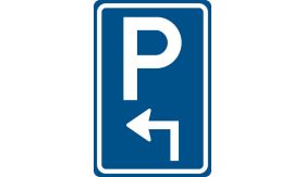 Aluminium ALUNI verkeersbord RVV BW201lh parkeren links om de hoek - levensduur 20 jaar - afmeting 400x600mm