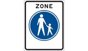 Aluminium ALUNI verkeersbord RVV G07zb begin voetgangerszone - levensduur 20 jaar - afmeting 530x670mm