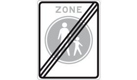 Aluminium ALUNI verkeersbord RVV G07ze einde voetgangerszone - levensduur 20 jaar - afmeting 530x670mm