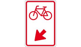 Aluminium ALUNI verkeersbord RVV D102 fietser wisselen van rijbaan naar links - levensduur 20 jaar - afmeting 400x600mm