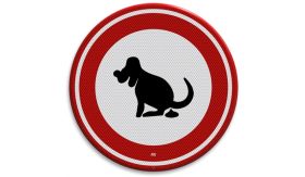 Nabasco Sign verkeersbord model 21 poepende hond - levensduur 20 jaar - afmeting 400mm rond