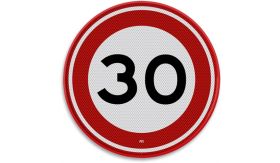 Nabasco Sign verkeersbord RVV A0130 maximumsnelheid 30 km per uur - levensduur 20 jaar - afmeting 600 mm rond