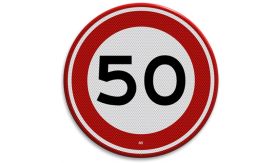 Nabasco Sign verkeersbord RVV A0150 maximum snelheid 50 km per uur - levensduur 20 jaar - afmeting 600 mm rond