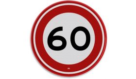 Nabasco Sign verkeersbord RVV A0160 maximum snelheid 60 km per uur - levensduur 20 jaar - afmeting 600 mm rond