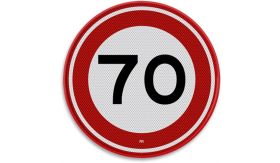 Nabasco Sign verkeersbord RVV A0170 maximumsnelheid 70 km per uur - levensduur 20 jaar - afmeting 600 mm rond