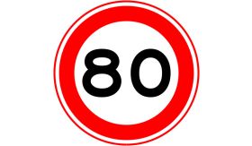 Nabasco Sign verkeersbord RVV A0180 maximumsnelheid 80 km per uur - levensduur 20 jaar - afmeting 600 mm rond