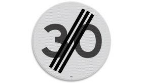 Nabasco Sign verkeersbord RVV A0230 einde maximumsnelheid 30 km per uur - levensduur 20 jaar - afmeting 600 mm rond