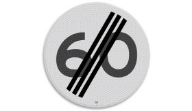 Nabasco Sign verkeersbord RVV A0260 einde maximumsnelheid 60 km per uur - levensduur 20 jaar - afmeting 600 mm rond