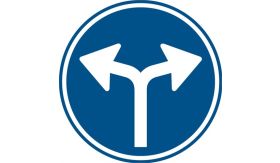 Nabasco Sign verkeersbord RVV D07 verplichte rijrichting links of rechts - levensduur 20 jaar - afmeting 600 mm rond