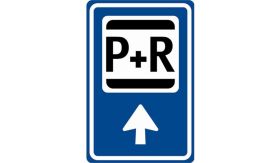 Nabasco Sign verkeersbord RVV BW101bSp03 routebord parkeer en reis rechtdoor - levensduur 20 jaar - afmeting 400x600mm