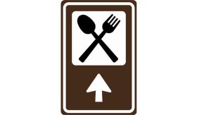 Nabasco Sign verkeersbord RVV BW101bSr02 routebord restaurant rechtdoor - levensduur 20 jaar - afmeting 400x600mm
