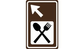 Nabasco Sign verkeersbord RVV BW101lbSr02 routebord restaurant links aanhouden - levensduur 20 jaar - afmeting 400x600mm