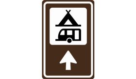Nabasco Sign verkeersbord RVV BW101bSk02 routebord kampeer en caravanterrein rechtdoor - levensduur 20 jaar - afmeting 400x600mm