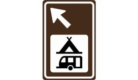 Nabasco Sign verkeersbord RVV BW101lbSk02 routebord kampeer en caravanterrein links aanhouden - levensduur 20 jaar - afmeting 400x600mm