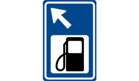 Nabasco Sign verkeersbord RVV BW101lbSp10 routebord tankstation links aanhouden - levensduur 20 jaar - afmeting 400x600mm