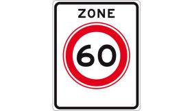 Nabasco Sign verkeersbord RVV A0160zb begin zone maximumsnelheid 60 km per uur - levensduur 20 jaar - afmeting 530x670mm