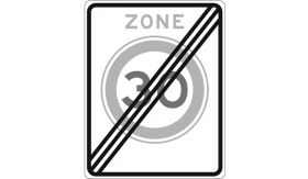 Nabasco Sign verkeersbord RVV A0230ze einde zone maximum snelheid 30 km per uur - levensduur 20 jaar - afmeting 530x670mm