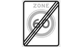 Nabasco Sign verkeersbord RVV A0260ze einde zone maximum snelheid 60 km per uur - levensduur 20 jaar - afmeting 530x670mm