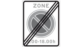Nabasco Sign verkeersbord RVV E01zet einde zone parkeerverbod met tijdsduur - levensduur 20 jaar - afmeting 530x670mm