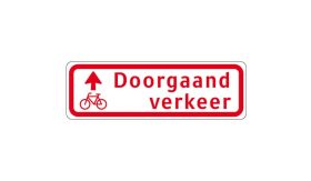 Nabasco Sign verkeersbord RVV BW02b doorgaand verkeer fietsers rechtdoor - levensduur 20 jaar - afmeting 600x200mm