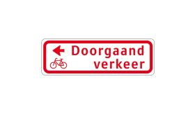 Nabasco Sign verkeersbord RVV BW02l doorgaand verkeer fietsers linksaf - levensduur 20 jaar - afmeting 600x200mm