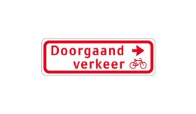 Nabasco Sign verkeersbord RVV BW02r doorgaand verkeer fietsers rechtsaf - levensduur 20 jaar - afmeting 600x200mm