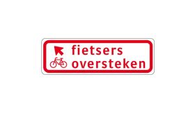 Nabasco Sign verkeersbord RVV BW07lb fietsers oversteken links aanhouden - levensduur 20 jaar - afmeting 600x200mm