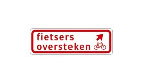 Nabasco Sign verkeersbord RVV BW07rb fietsers oversteken rechts aanhouden - levensduur 20 jaar - afmeting 600x200mm