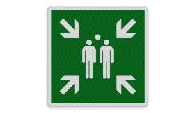 Aluminium DOR verkeersbord verzamelplaats - levensduur 20 jaar - afmeting 400x400mm