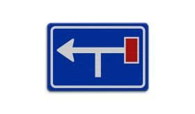 Aluminium DOR verkeersbord RVV L09-02plt vooraanduiding links doodlopende weg - levensduur 20 jaar - afmeting 600x400mm