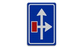 Aluminium DOR verkeersbord RVV L09-03pr vooraanduiding links doodlopende weg - levensduur 20 jaar - afmeting 400x600mm